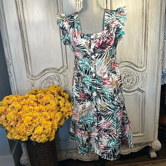 Beachlunchlounge Cotton Linen Blend Tropical Vacation Beach Party Dress Size SP - Picture 1 of 11